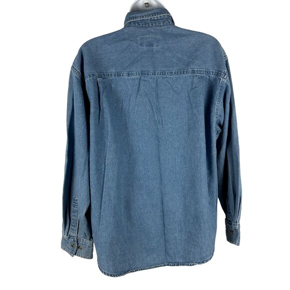 Rivers End Trading Co Womens Denim Button-Up Shirt Women Of Faith Logo Size M - Picture 3 of 6